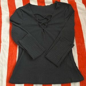 Lace Up Long Sleeve Shirt